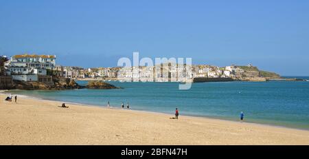 Panoramic view Porthminster Beach St Ives Cornwall England Stock Photo