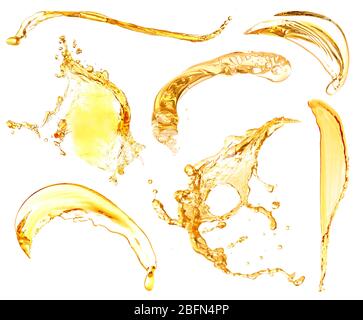 Set of beer or wine splashes, isolated on white Stock Photo