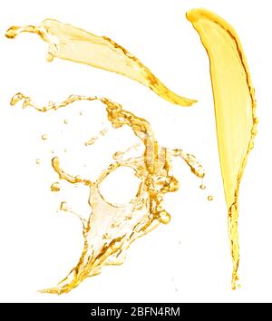 Set of beer or wine splashes, isolated on white Stock Photo
