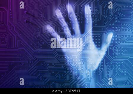 Future technology concept integrates electronics and bio-technologies Stock Photo