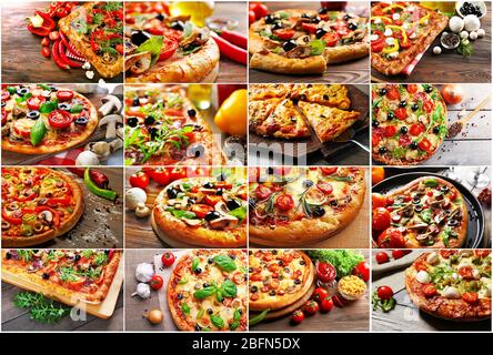 Set of different pizza Stock Photo