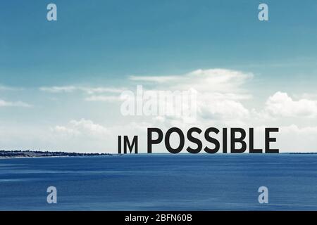Word impossible transformed into possible on nature backgroung Stock Photo