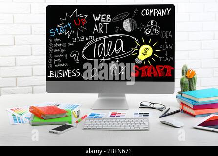 Working place of designer. Start up concept Stock Photo