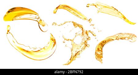 Set of beer or wine splashes, isolated on white Stock Photo