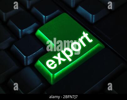 Close up of Export keyboard button Stock Photo
