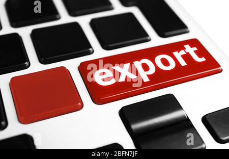 Close up of Export keyboard button Stock Photo