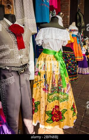 Mexican marketplace on Olvera Street, tourist destination in Los Angeles, California, USA