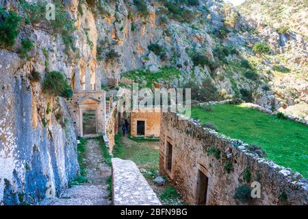 The Katholiko Monastery (church of St John the Hermit), near Gouverneto Monastery, Chania Crete Stock Photo