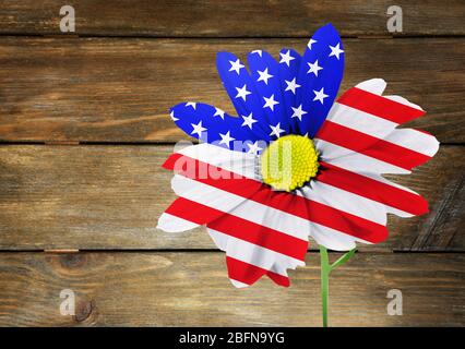 USA flag design of flower on wooden background Stock Photo