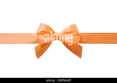 Festive ribbon bow with polka dot on white background Stock Photo