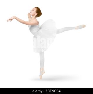 Beautiful ballet dancer on white background Stock Photo