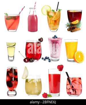 Delicious cocktails on white background Stock Photo