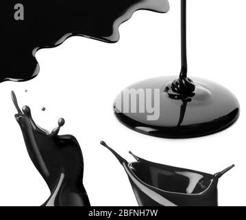 Black fluid on white background Stock Photo