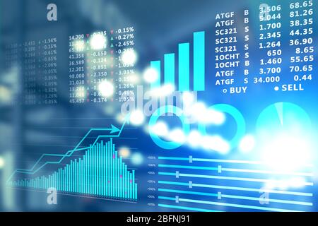 Stock exchange quotes on blurred background Stock Photo
