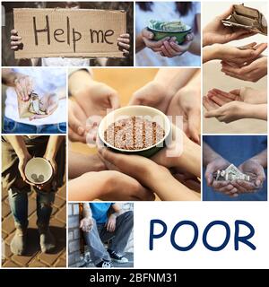 Collage with poor people in desperate need of help Stock Photo - Alamy