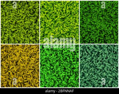 Collage with carpet samples of different colors, closeup Stock Photo