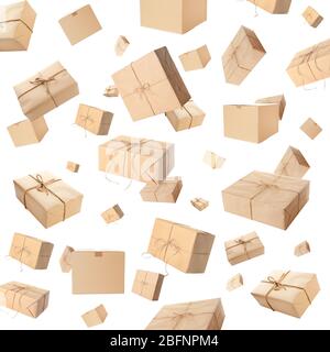 Parcel gift boxes on white background Stock Photo