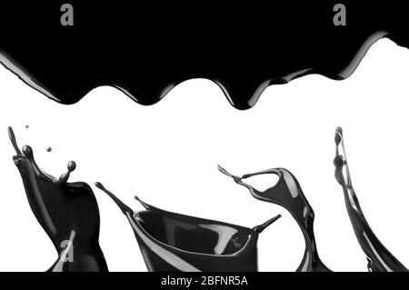 Black fluid on white background Stock Photo