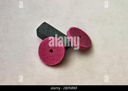 bar for sharpening and pink sharpening circles Stock Photo