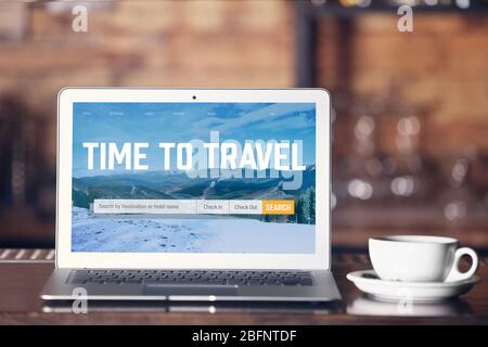 Travel concept. Page of website for planning trip on laptop screen Stock Photo