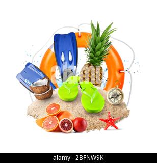 Creative collage for travelling theme on white background Stock Photo