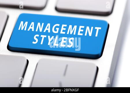 MANAGEMENT STYLES button on keyboard, closeup Stock Photo