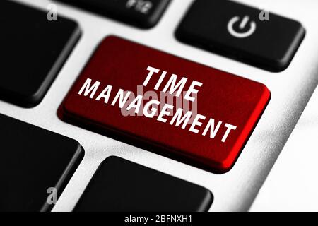TIME MANAGEMENT button on keyboard, closeup Stock Photo
