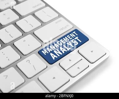 MANAGEMENT ANALYST button on keyboard, closeup Stock Photo