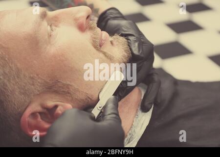 Mature man at barbershop Stock Photo