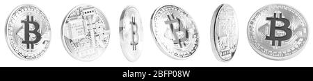 Set of bitcoins on white background Stock Photo