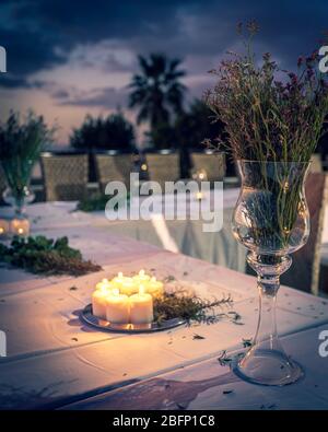 Dinner Table With A view Stock Photo