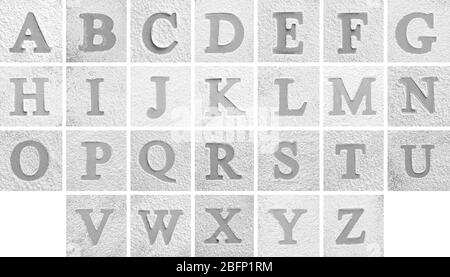 Set with silhouettes of letters on scattered flour Stock Photo