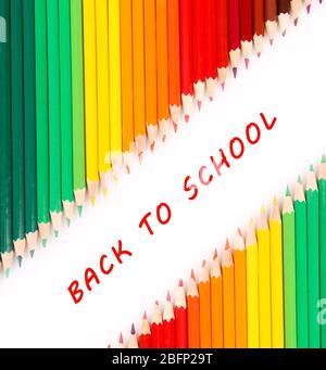 Colorful pencil crayons, Back to School concept Stock Photo