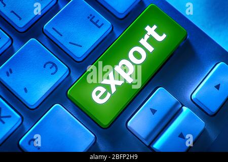 Close up of Export keyboard button Stock Photo