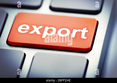 Close up of Export keyboard button Stock Photo