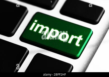 Close up of Import keyboard button Stock Photo