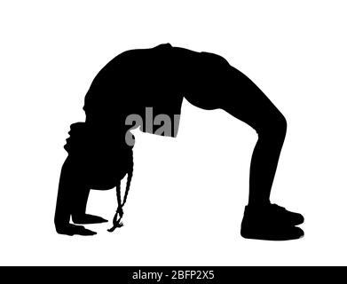 Black silhouette of a child isolated on white Stock Photo
