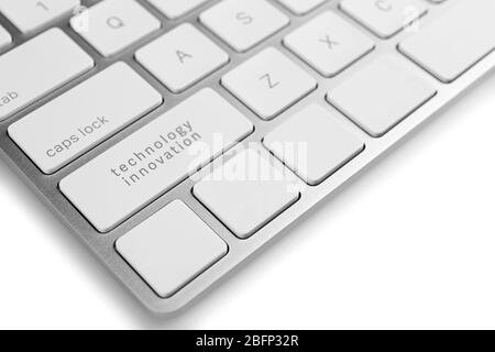 Data concept: computer keyboard with words Technology Innovation on button, close up Stock Photo