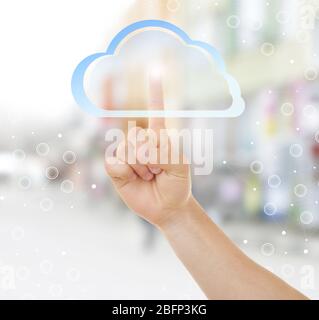 Cloud virtual screen. Cloud storage concept Stock Photo
