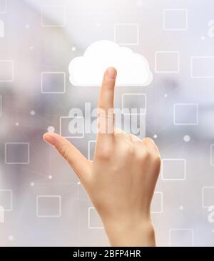 Cloud virtual screen. Cloud storage concept Stock Photo