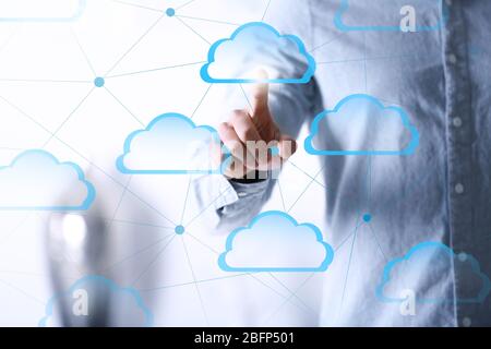 Cloud virtual screen. Cloud storage concept Stock Photo