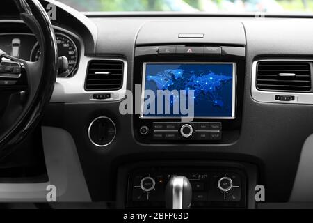 GPS navigation system in car. Modern technology concept. Stock Photo