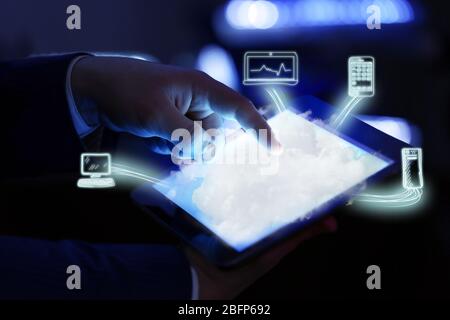 Businessman working with a Cloud Computing diagram Stock Photo