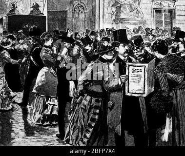 Vienna streets following the news of the death of Rudolf (1858-1889), Crown Prince of Austria and heir apparent to the throne of the Austro-Hungarian Empire. The death of his lover Mary Vetsera (1871-1889), was unreported at the time. Stock Photo