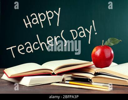 Teachers day concept. Text on chalkboard Stock Photo