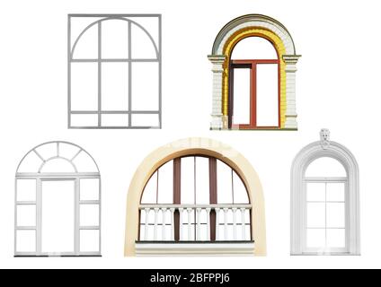 Different windows on white background Stock Photo