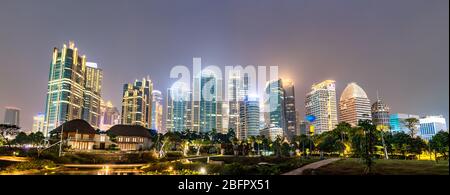 Night skyline of Jakarta, the capital of Indonesia Stock Photo