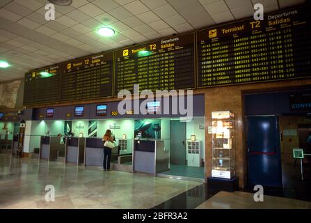 Madrid Spain Airport Departures Board Stock Photo