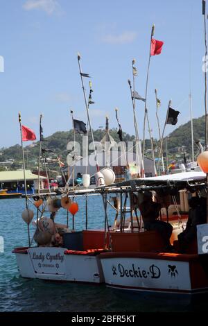 St George's  Grenada Fishing Boats in Carenage Harbour Stock Photo