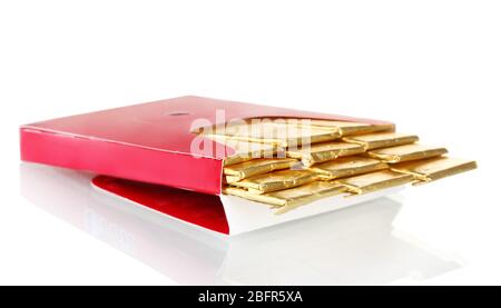 single chewing gum wrapped in standard red packaging isolated on white Stock Photo